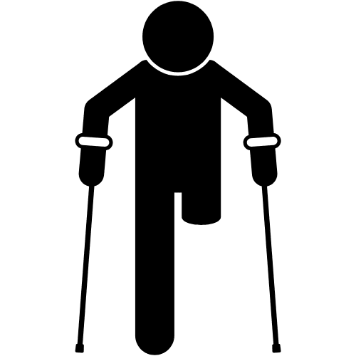 icon of person with crutches and missing leg