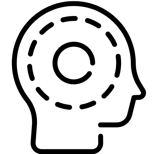 Icon of person with design inside to symbol neurodiversity